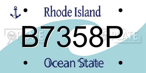 B7358P Rhode Island License Plate