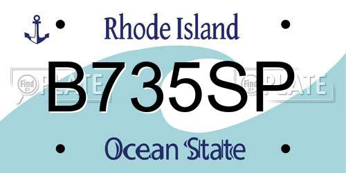 B735SP Rhode Island License Plate