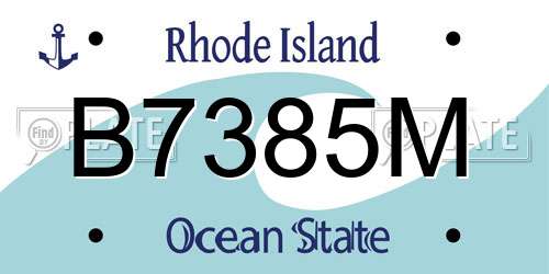 B7385M Rhode Island License Plate