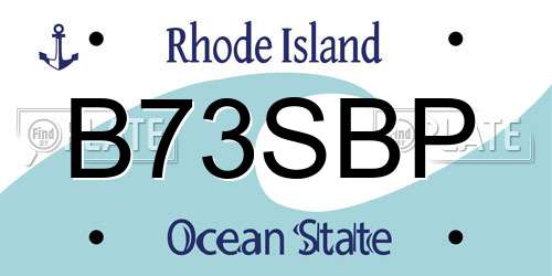 B73SBP Rhode Island License Plate