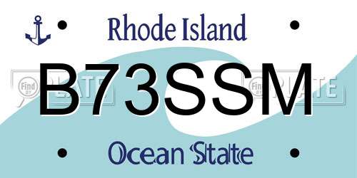 B73SSM Rhode Island License Plate
