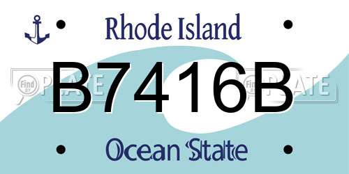 B7416B Rhode Island License Plate
