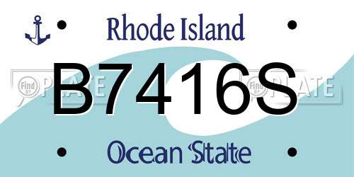 B7416S Rhode Island License Plate