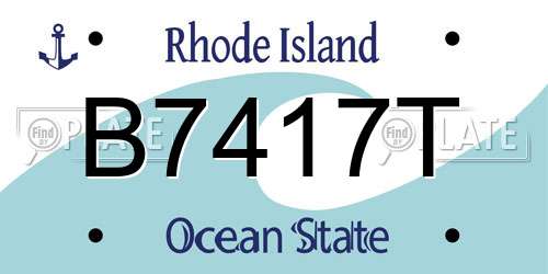 B7417T Rhode Island License Plate