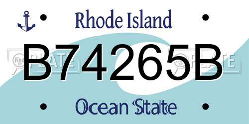 B74265B Rhode Island License Plate
