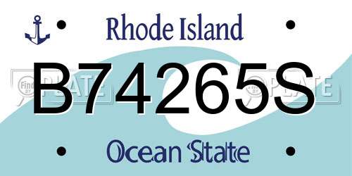 B74265S Rhode Island License Plate
