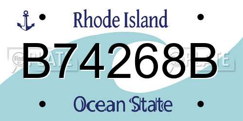 B74268B Rhode Island License Plate