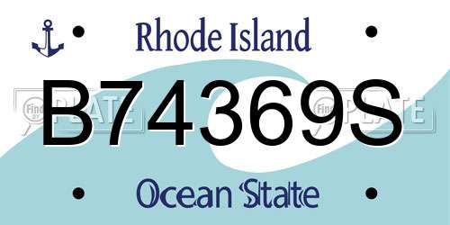 B74369S Rhode Island License Plate