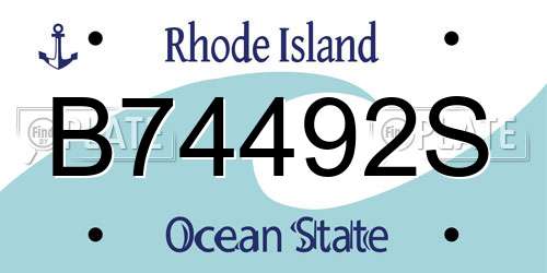 B74492S Rhode Island License Plate