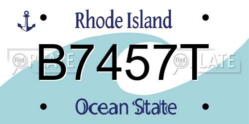 B7457T Rhode Island License Plate