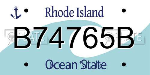 B74765B Rhode Island License Plate