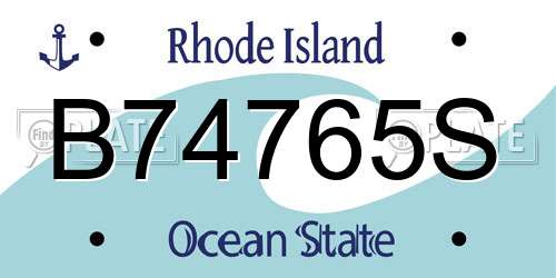 B74765S Rhode Island License Plate