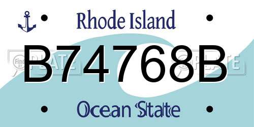 B74768B Rhode Island License Plate