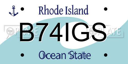 B74IGS Rhode Island License Plate