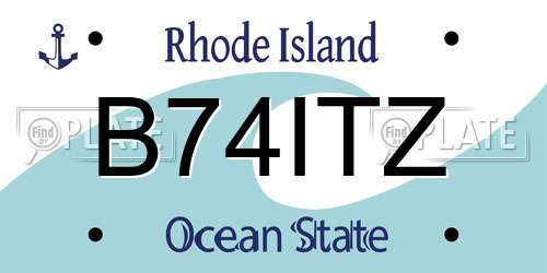 B74ITZ Rhode Island License Plate