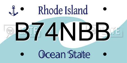 B74NBB Rhode Island License Plate