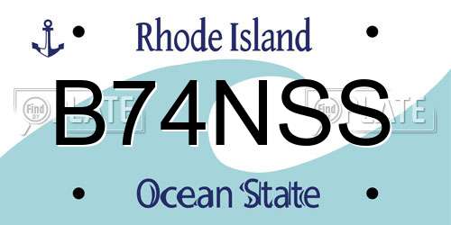 B74NSS Rhode Island License Plate