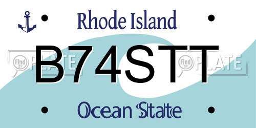 B74STT Rhode Island License Plate