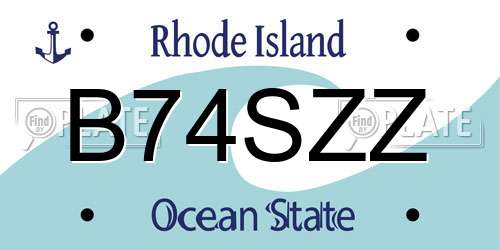B74SZZ Rhode Island License Plate