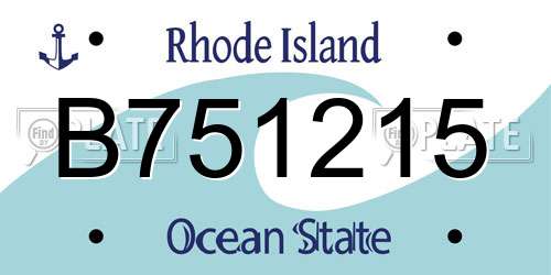 B751215 Rhode Island License Plate
