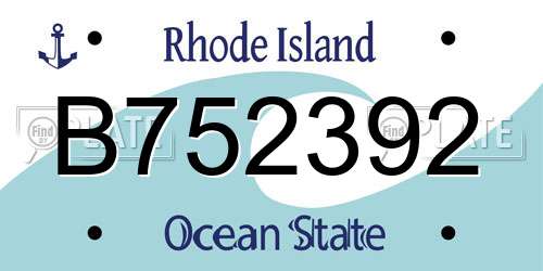 B752392 Rhode Island License Plate