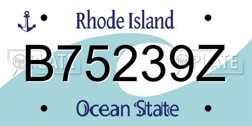 B75239Z Rhode Island License Plate