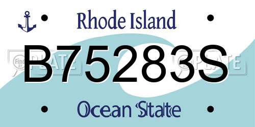B75283S Rhode Island License Plate