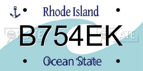 B754EK Rhode Island License Plate