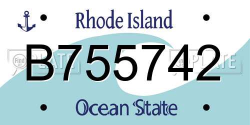 B755742 Rhode Island License Plate