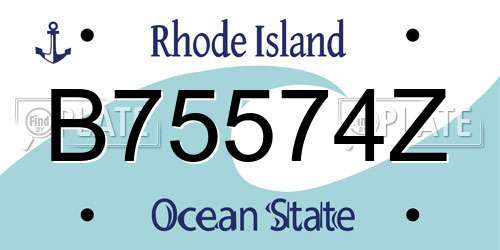 B75574Z Rhode Island License Plate