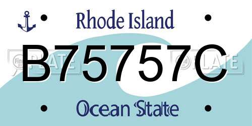 B75757C Rhode Island License Plate