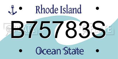 B75783S Rhode Island License Plate