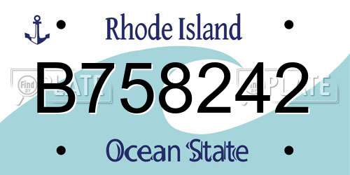 B758242 Rhode Island License Plate