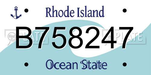B758247 Rhode Island License Plate