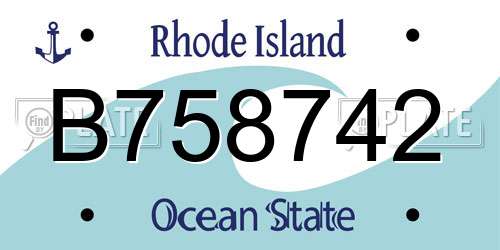 B758742 Rhode Island License Plate
