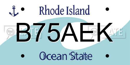 B75AEK Rhode Island License Plate