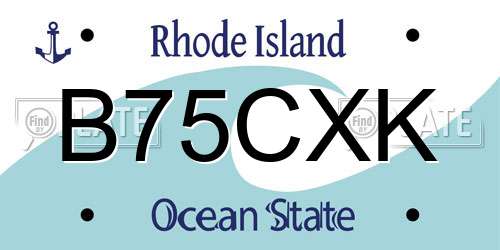 B75CXK Rhode Island License Plate