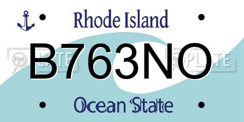 B763NO Rhode Island License Plate