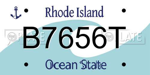 B7656T Rhode Island License Plate