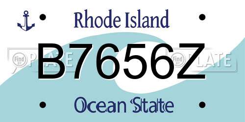 B7656Z Rhode Island License Plate