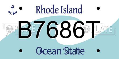B7686T Rhode Island License Plate