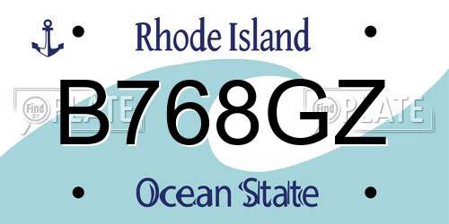 B768GZ Rhode Island License Plate