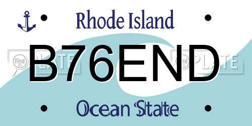 B76END Rhode Island License Plate