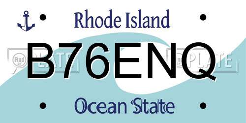 B76ENQ Rhode Island License Plate