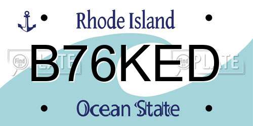 B76KED Rhode Island License Plate