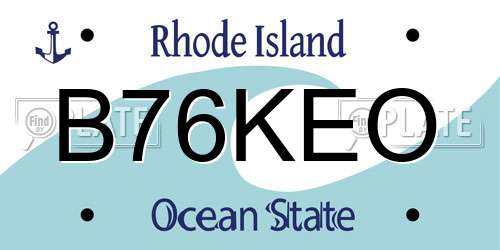 B76KEO Rhode Island License Plate