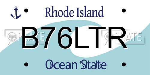 B76LTR Rhode Island License Plate