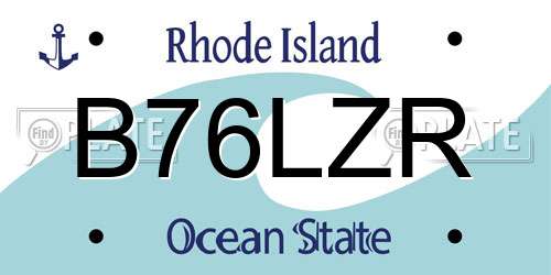 B76LZR Rhode Island License Plate