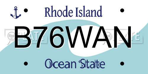 B76WAN Rhode Island License Plate