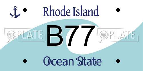 B77 Rhode Island License Plate